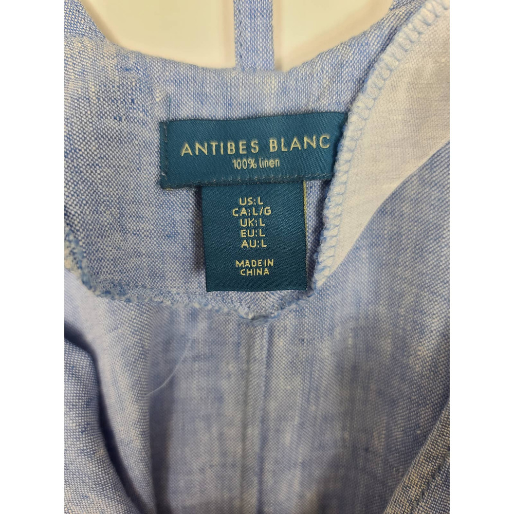 Antibes Blanc Blue Linen Maxi Dress Unique Strappy Ba - Gem